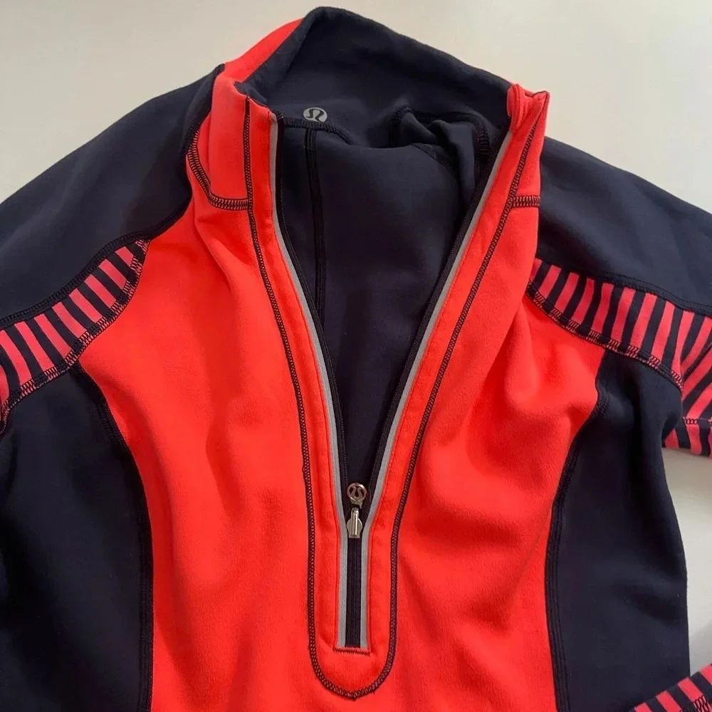 Lululemon Tops 1/2 Zip Up Pullover Sweatshirt Blue Orange size 2 (no tag) b-1
